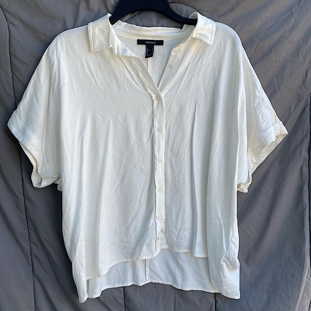 White Button Up Loose Top